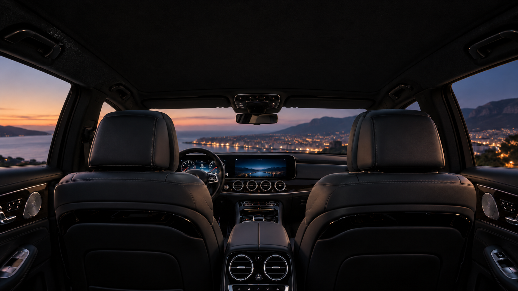 Concept cabin with plain headliner and ambient lighting switched off